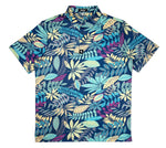Leaf Patterned Unique Blue Polo Shirt