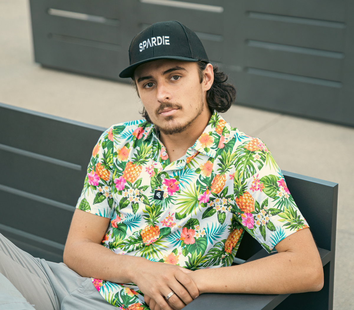 Floral golf polo