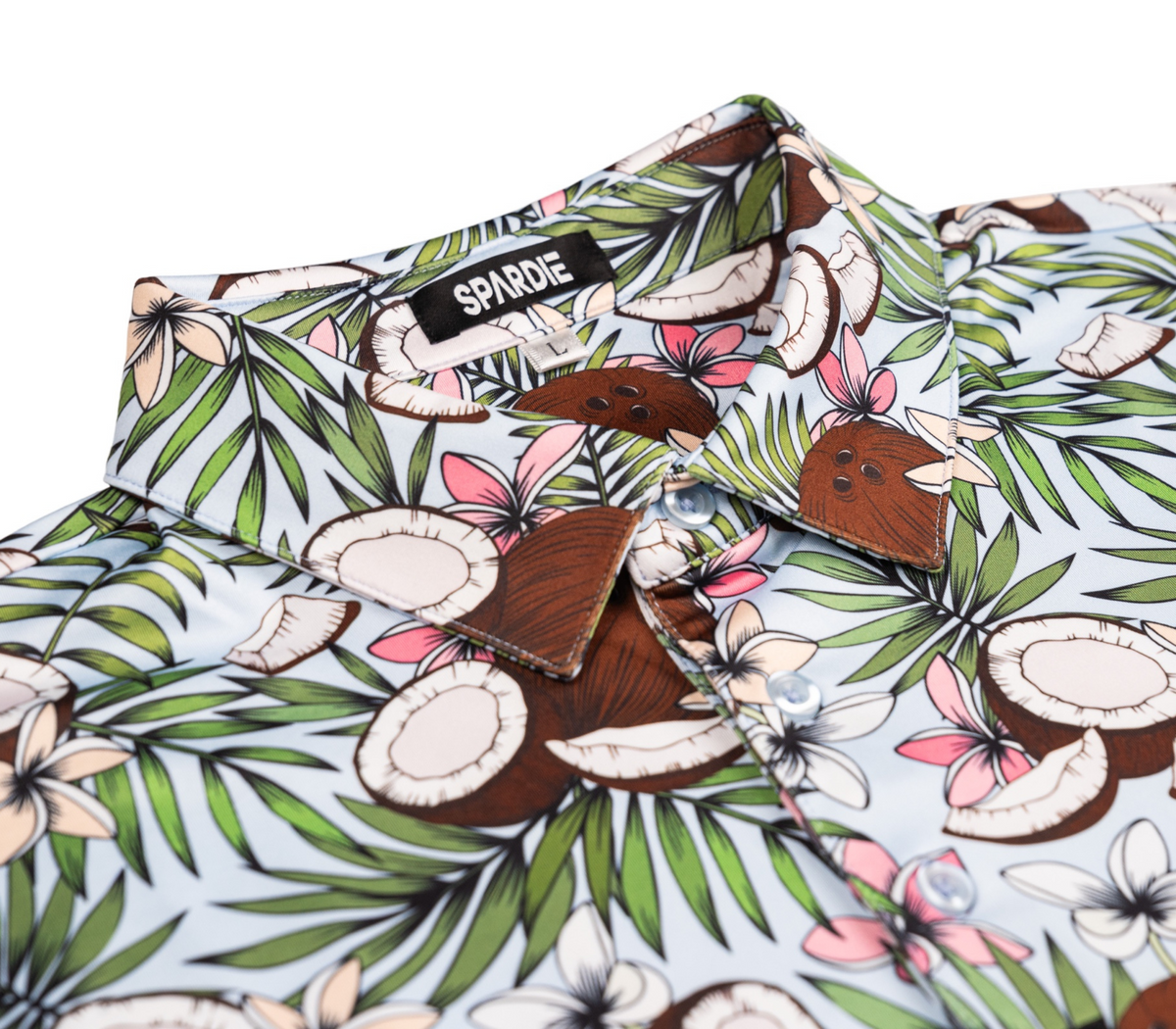 trendy polo shirt with coconut trees pattern